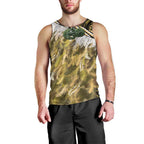 Yellow Traditional Cloak Aotearoa Men Tank Top Maori Paua Shell Korowai Pattern