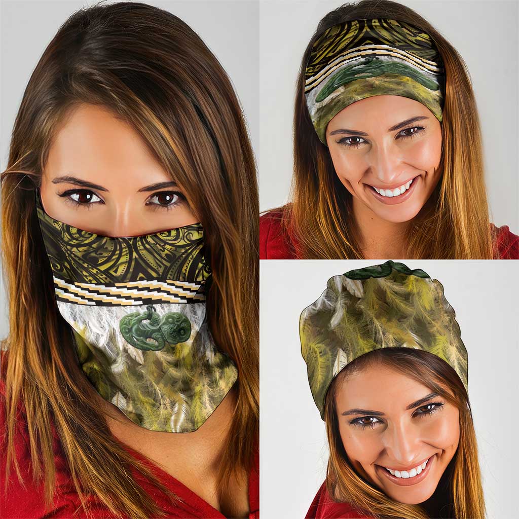 Yellow Traditional Cloak Aotearoa Neck Gaiter Maori Paua Shell Korowai Pattern - Aussie Hoodie