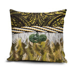 Yellow Traditional Cloak Aotearoa Pillow Cover Maori Paua Shell Korowai Pattern - Aussie Hoodie