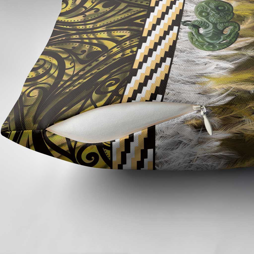 Yellow Traditional Cloak Aotearoa Pillow Cover Maori Paua Shell Korowai Pattern - Aussie Hoodie