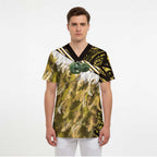 Yellow Traditional Cloak Aotearoa Scrub Top Maori Paua Shell Korowai Pattern - Aussie Hoodie