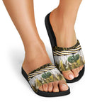 Yellow Traditional Cloak Aotearoa Slide Sandals Maori Paua Shell Korowai Pattern - Aussie Hoodie