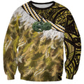Yellow Traditional Cloak Aotearoa Sweatshirt Maori Paua Shell Korowai Pattern