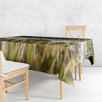 Yellow Traditional Cloak Aotearoa Tablecloth Maori Paua Shell Korowai Pattern
