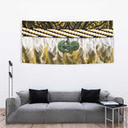Yellow Traditional Cloak Aotearoa Tapestry Maori Paua Shell Korowai Pattern