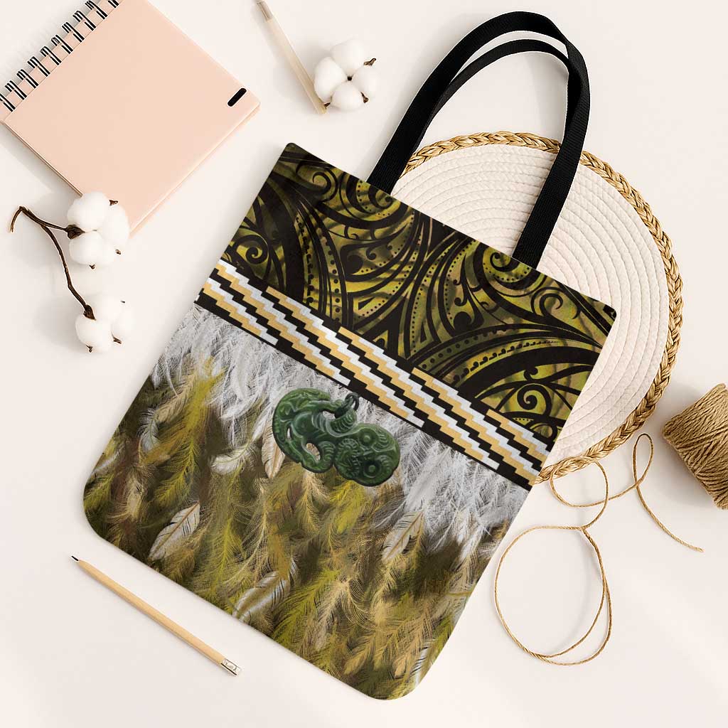 Yellow Traditional Cloak Aotearoa Tote Bag Maori Paua Shell Korowai Pattern - Aussie Hoodie