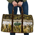 Yellow Traditional Cloak Aotearoa Travel Bag Maori Paua Shell Korowai Pattern - Aussie Hoodie