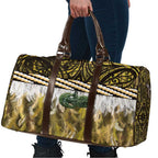 Yellow Traditional Cloak Aotearoa Travel Bag Maori Paua Shell Korowai Pattern - Aussie Hoodie