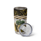Yellow Traditional Cloak Aotearoa Tumbler Cup Maori Paua Shell Korowai Pattern
