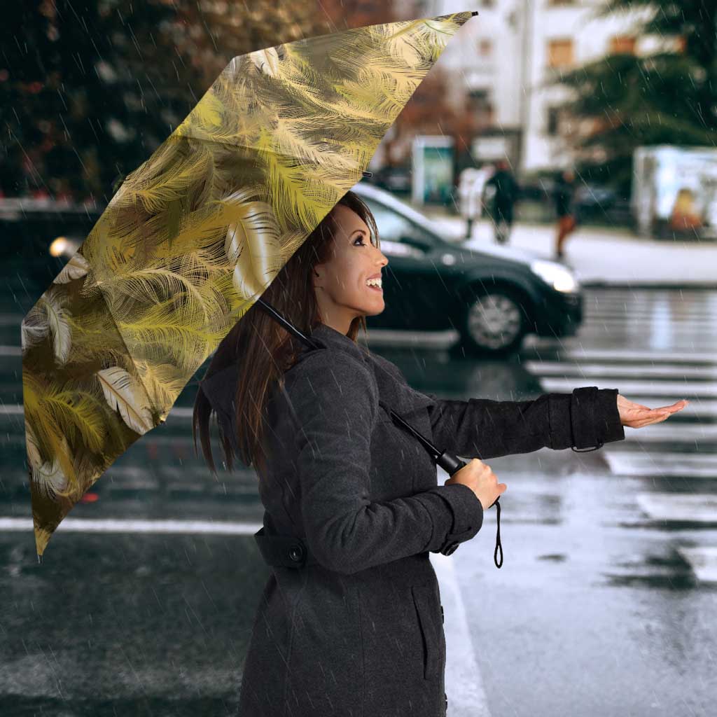 Yellow Traditional Cloak Aotearoa Umbrella Maori Paua Shell Korowai Pattern - Aussie Hoodie