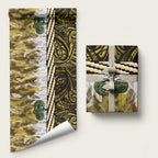 Yellow Traditional Cloak Aotearoa Wrapping Paper Maori Paua Shell Korowai Pattern - Aussie Hoodie