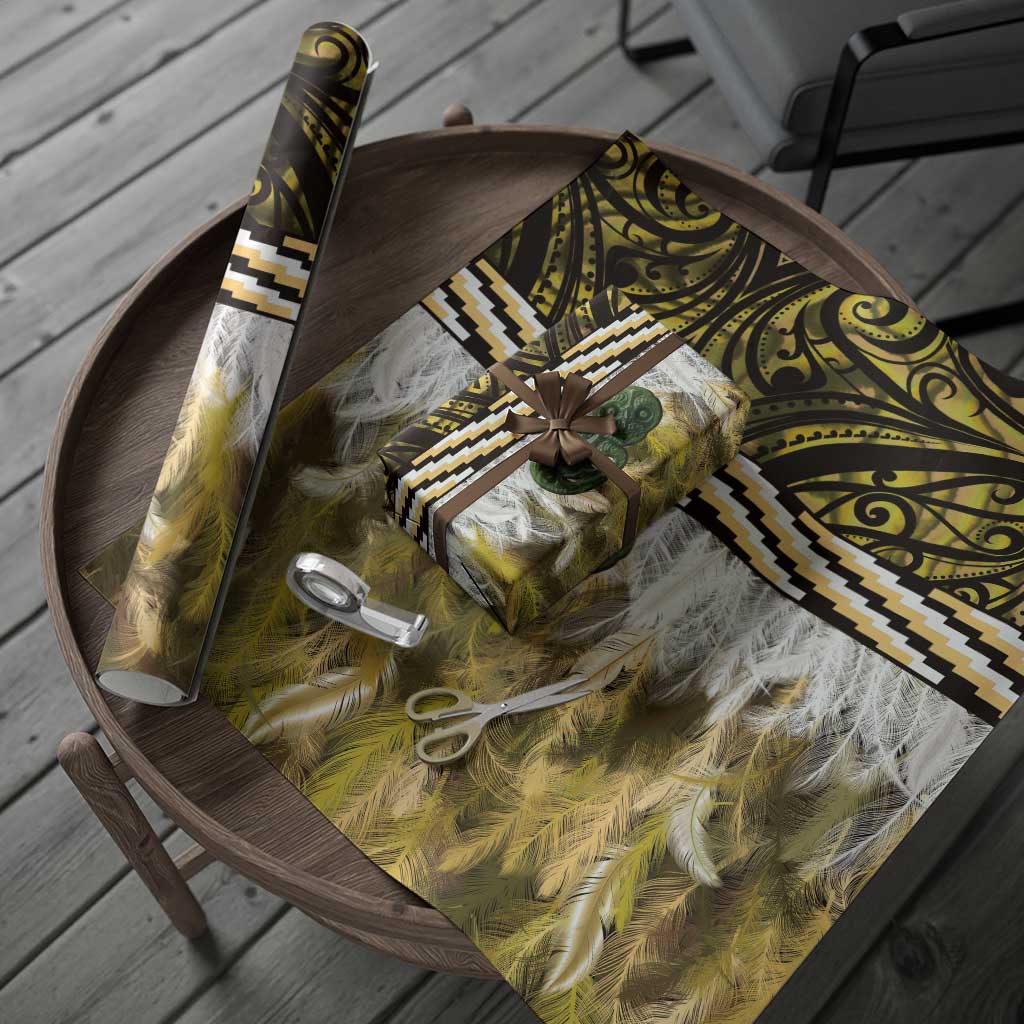Yellow Traditional Cloak Aotearoa Wrapping Paper Maori Paua Shell Korowai Pattern - Aussie Hoodie