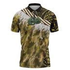 Yellow Traditional Cloak Aotearoa Zipper Polo Shirt Maori Paua Shell Korowai Pattern - Aussie Hoodie