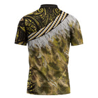 Yellow Traditional Cloak Aotearoa Zipper Polo Shirt Maori Paua Shell Korowai Pattern - Aussie Hoodie