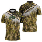 Yellow Traditional Cloak Aotearoa Zipper Polo Shirt Maori Paua Shell Korowai Pattern - Aussie Hoodie