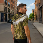 Yellow Traditional Cloak Aotearoa Zipper Polo Shirt Maori Paua Shell Korowai Pattern - Aussie Hoodie