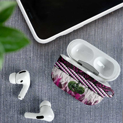 Pink Traditional Cloak Aotearoa AirPods Case Maori Paua Shell Korowai Pattern - Aussie Hoodie