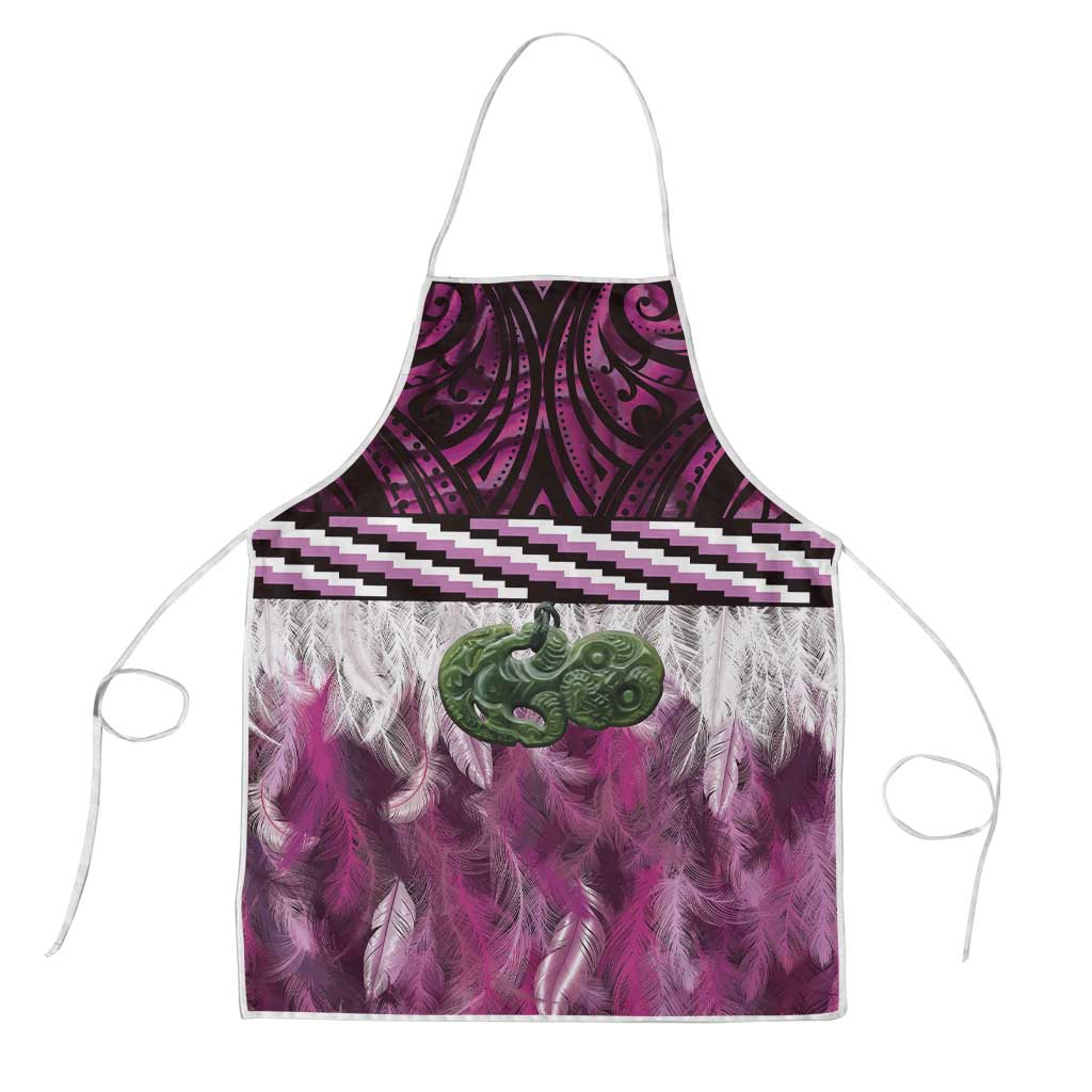 Pink Traditional Cloak Aotearoa Apron Maori Paua Shell Korowai Pattern - Aussie Hoodie