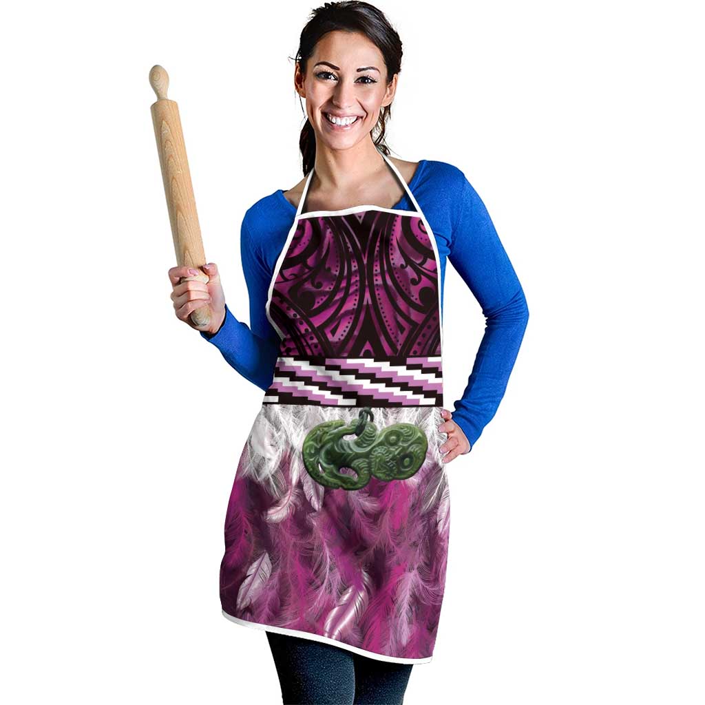 Pink Traditional Cloak Aotearoa Apron Maori Paua Shell Korowai Pattern - Aussie Hoodie