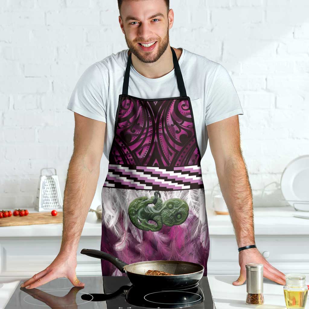 Pink Traditional Cloak Aotearoa Apron Maori Paua Shell Korowai Pattern - Aussie Hoodie