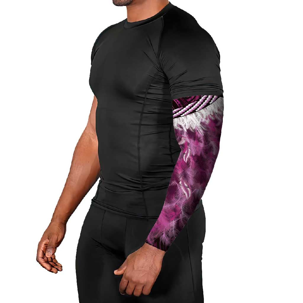 Pink Traditional Cloak Aotearoa Arm Sleeves Maori Paua Shell Korowai Pattern - Aussie Hoodie
