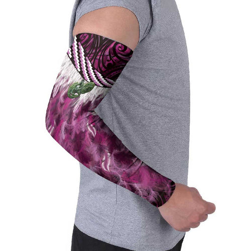 Pink Traditional Cloak Aotearoa Arm Sleeves Maori Paua Shell Korowai Pattern - Aussie Hoodie