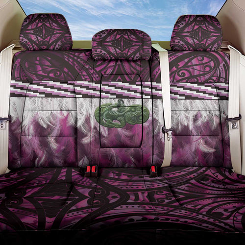 Pink Traditional Cloak Aotearoa Back Car Seat Cover Maori Paua Shell Korowai Pattern