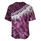 Pink Traditional Cloak Aotearoa Baseball Jersey Maori Paua Shell Korowai Pattern