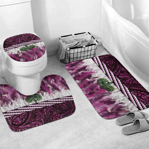 Pink Traditional Cloak Aotearoa Bathroom Set Maori Paua Shell Korowai Pattern - Aussie Hoodie