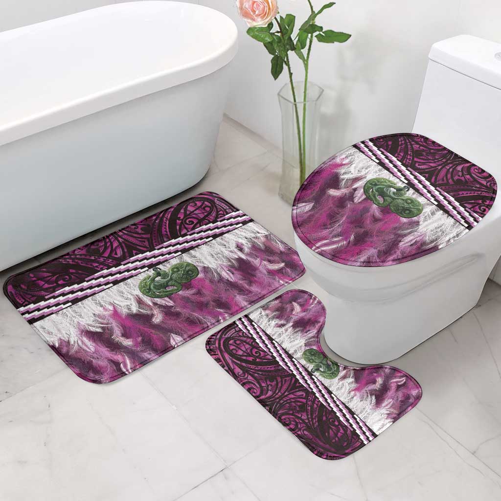 Pink Traditional Cloak Aotearoa Bathroom Set Maori Paua Shell Korowai Pattern - Aussie Hoodie
