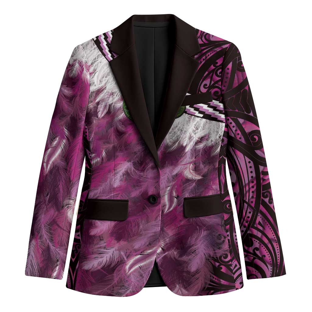 Pink Traditional Cloak Aotearoa Blazer Maori Paua Shell Korowai Pattern - Aussie Hoodie