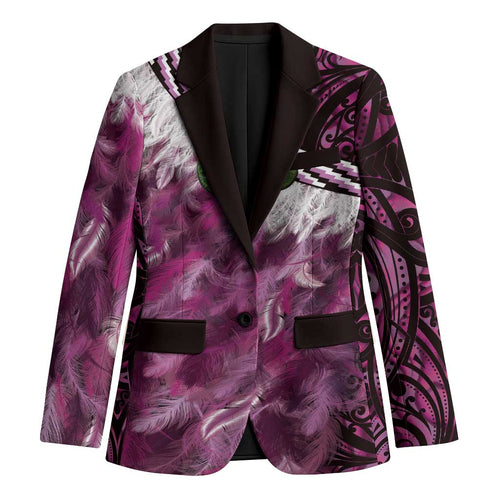 Pink Traditional Cloak Aotearoa Blazer Maori Paua Shell Korowai Pattern - Aussie Hoodie