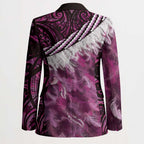 Pink Traditional Cloak Aotearoa Blazer Maori Paua Shell Korowai Pattern - Aussie Hoodie