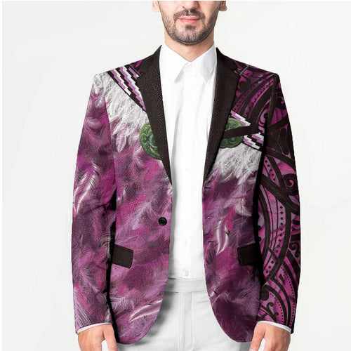 Pink Traditional Cloak Aotearoa Blazer Maori Paua Shell Korowai Pattern - Aussie Hoodie