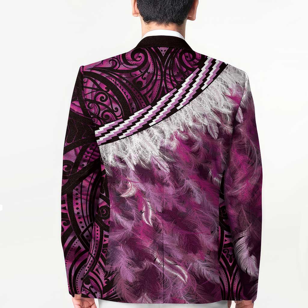 Pink Traditional Cloak Aotearoa Blazer Maori Paua Shell Korowai Pattern - Aussie Hoodie