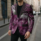 Pink Traditional Cloak Aotearoa Blazer Maori Paua Shell Korowai Pattern - Aussie Hoodie