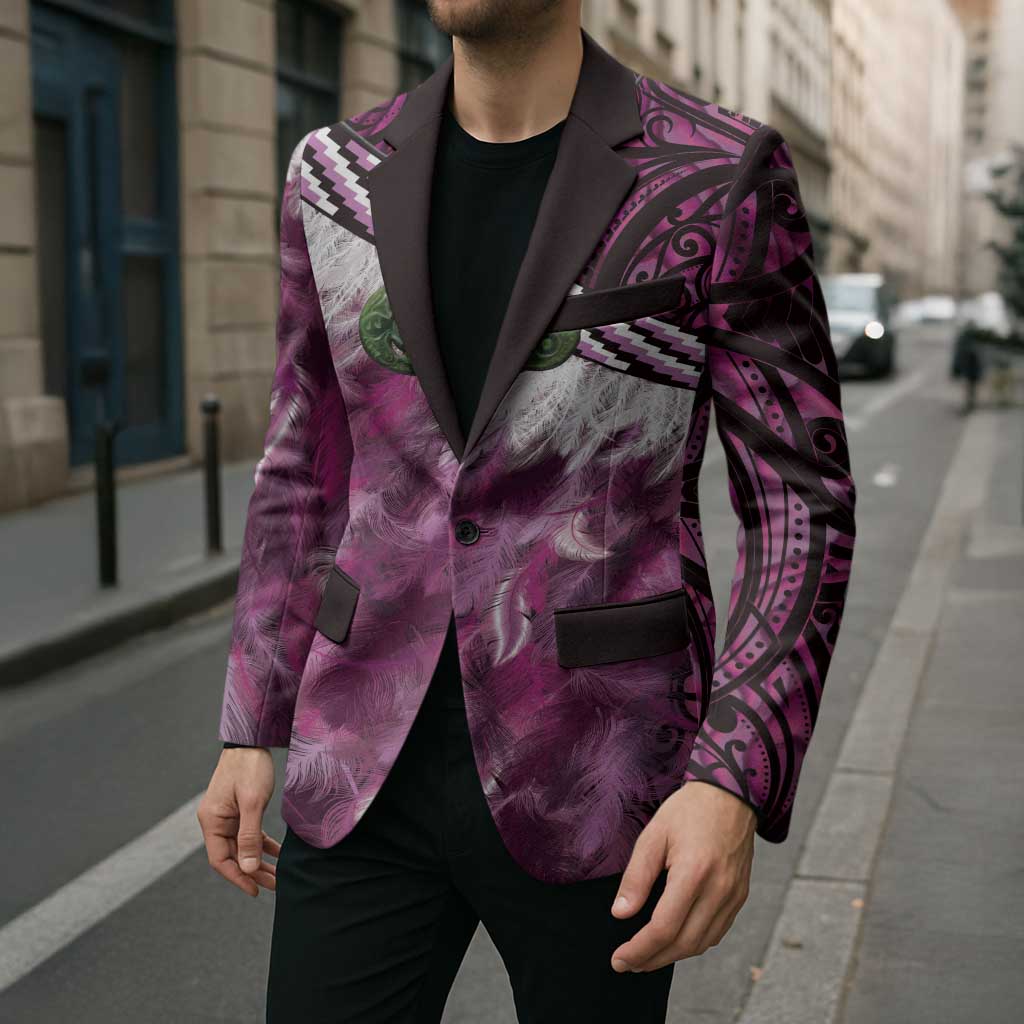 Pink Traditional Cloak Aotearoa Blazer Maori Paua Shell Korowai Pattern - Aussie Hoodie
