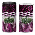 Pink Traditional Cloak Aotearoa 4 in 1 Can Cooler Tumbler Maori Paua Shell Korowai Pattern
