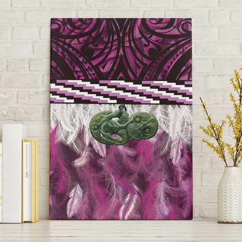 Pink Traditional Cloak Aotearoa Canvas Wall Art Maori Paua Shell Korowai Pattern