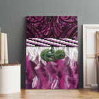 Pink Traditional Cloak Aotearoa Canvas Wall Art Maori Paua Shell Korowai Pattern