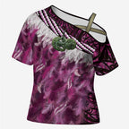 Pink Traditional Cloak Aotearoa Cross Shoulder Shirt Maori Paua Shell Korowai Pattern - Aussie Hoodie