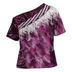 Pink Traditional Cloak Aotearoa Cross Shoulder Shirt Maori Paua Shell Korowai Pattern - Aussie Hoodie