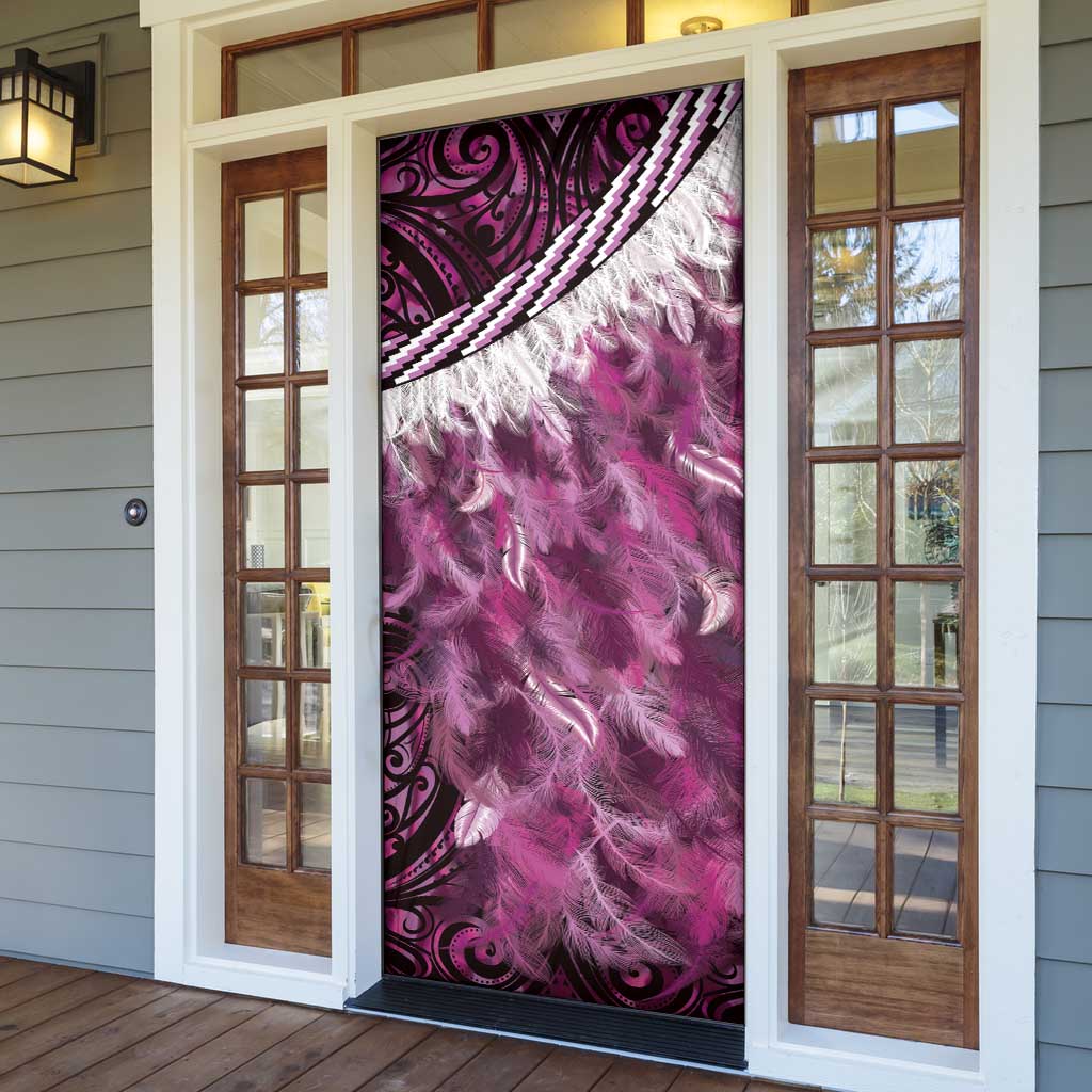 Pink Traditional Cloak Aotearoa Door Cover Maori Paua Shell Korowai Pattern - Aussie Hoodie