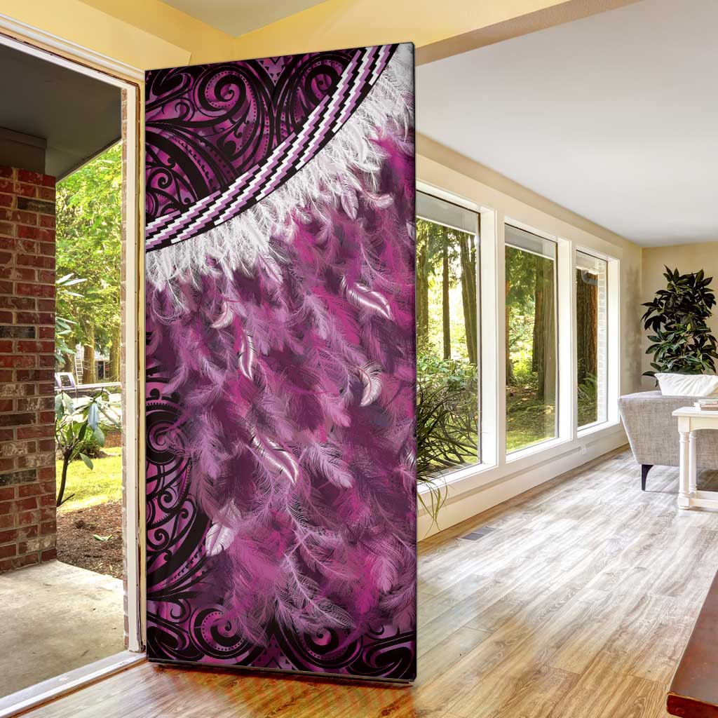 Pink Traditional Cloak Aotearoa Door Cover Maori Paua Shell Korowai Pattern - Aussie Hoodie