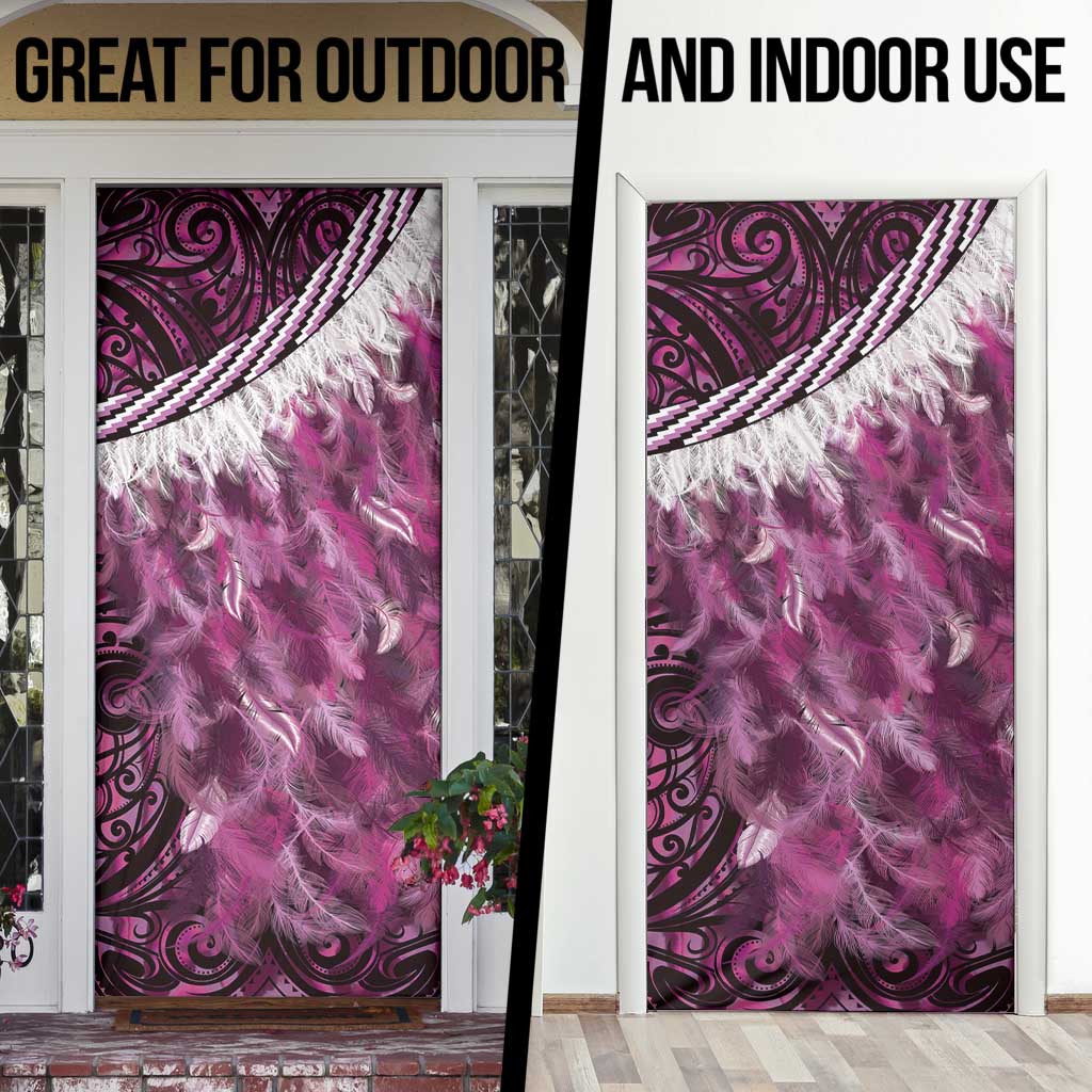 Pink Traditional Cloak Aotearoa Door Cover Maori Paua Shell Korowai Pattern - Aussie Hoodie