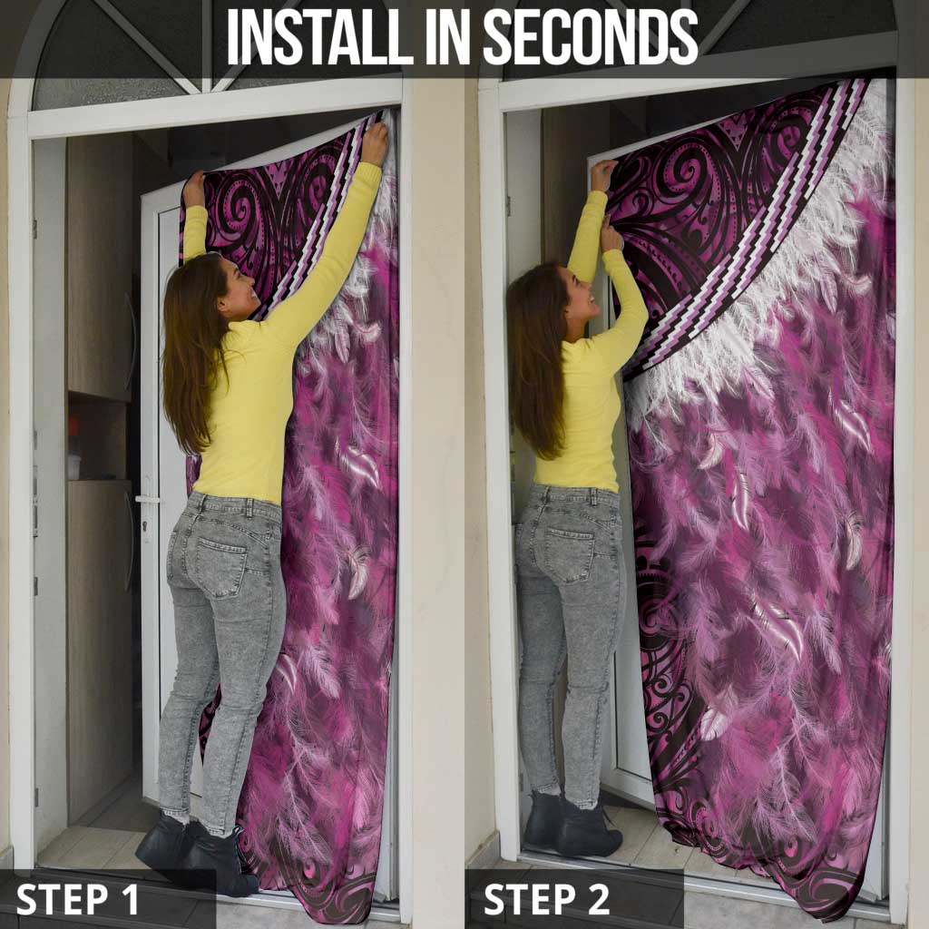 Pink Traditional Cloak Aotearoa Door Cover Maori Paua Shell Korowai Pattern - Aussie Hoodie