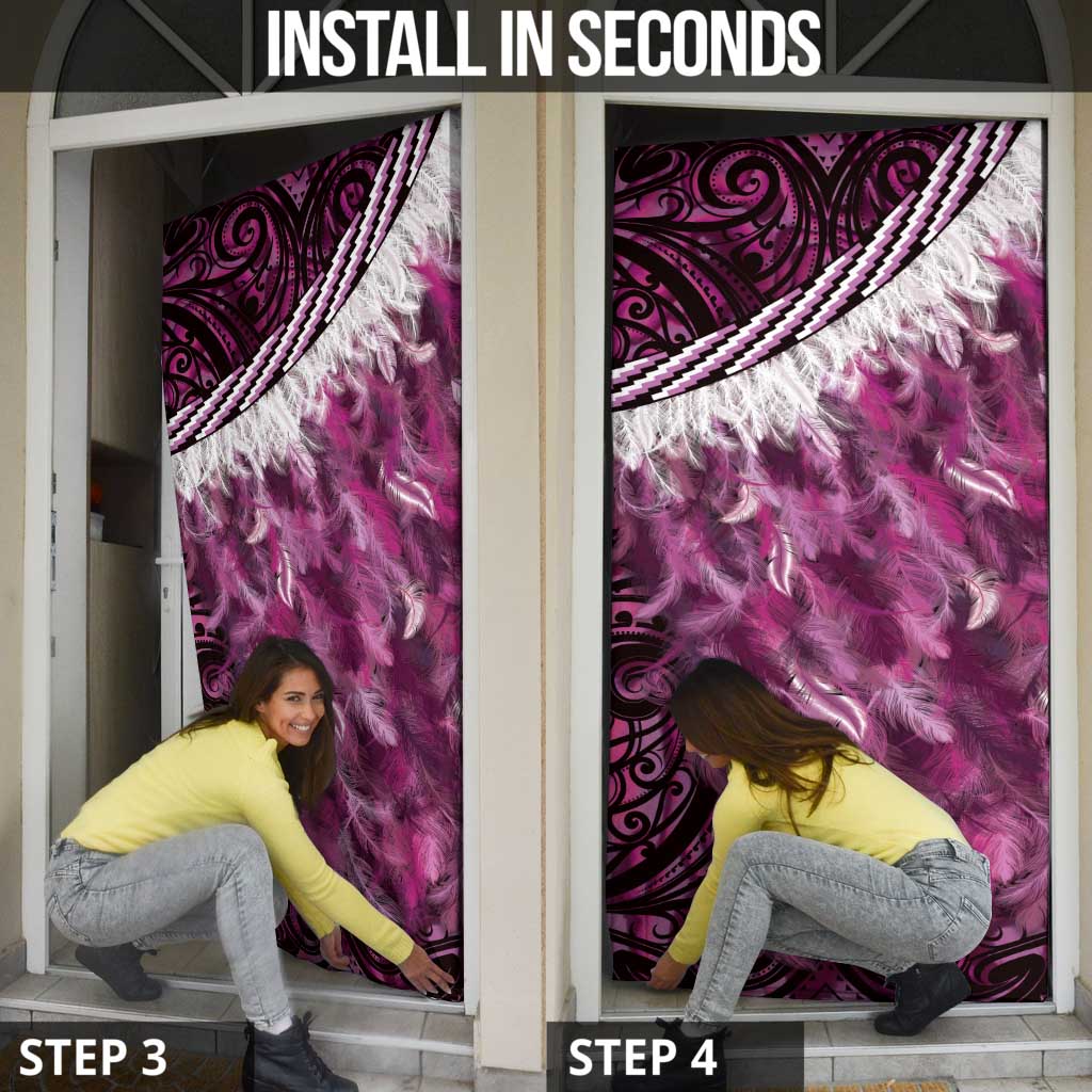 Pink Traditional Cloak Aotearoa Door Cover Maori Paua Shell Korowai Pattern - Aussie Hoodie