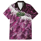 Pink Traditional Cloak Aotearoa Family Matching Off Shoulder Maxi Dress and Hawaiian Shirt Maori Paua Shell Korowai Pattern