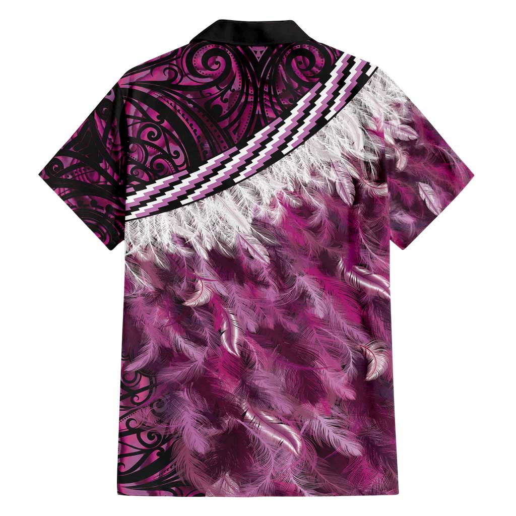 Pink Traditional Cloak Aotearoa Family Matching Off Shoulder Maxi Dress and Hawaiian Shirt Maori Paua Shell Korowai Pattern