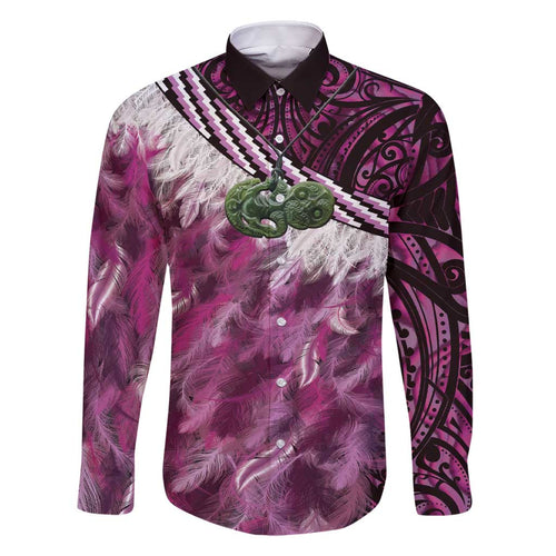 Pink Traditional Cloak Aotearoa Family Matching Short Sleeve Bodycon Dress and Hawaiian Shirt Maori Paua Shell Korowai Pattern